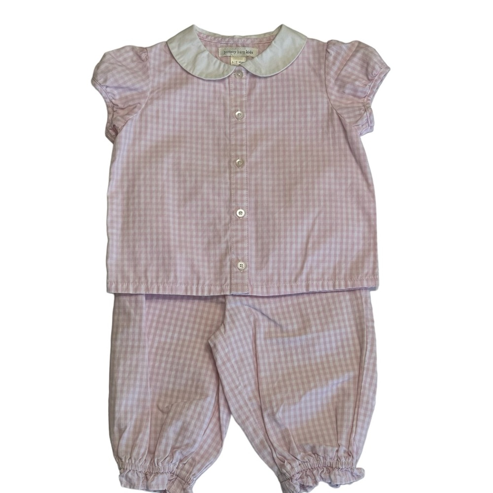 Pottery Barn Pink Check Set (6-12m)